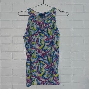 Caribbean Joe Womens Tank Top Tropical Summer Purple Green Blue Medium NWT